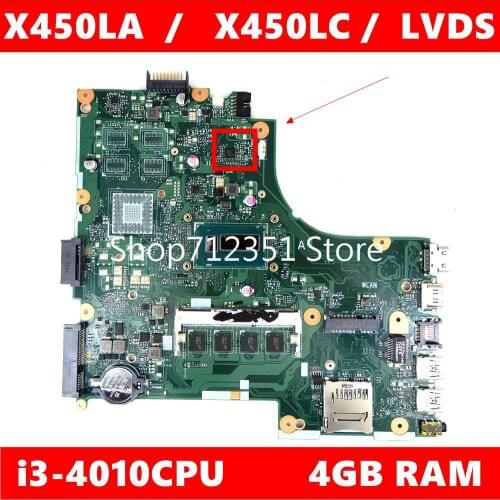 X450LA LVDS motherboard MAIN_BD I3-4010U/AS 4G RAM mainboard For ASUS A450L X450L X450LD X450LC Laptop motherboard Tested