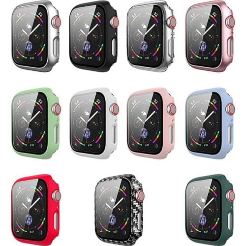 For Apple Watch 4/5/6/SE 40mm/44mm Matte Full Screen Protector PC Bumper Protective Shell High Clear Tempered Glass Film Cover