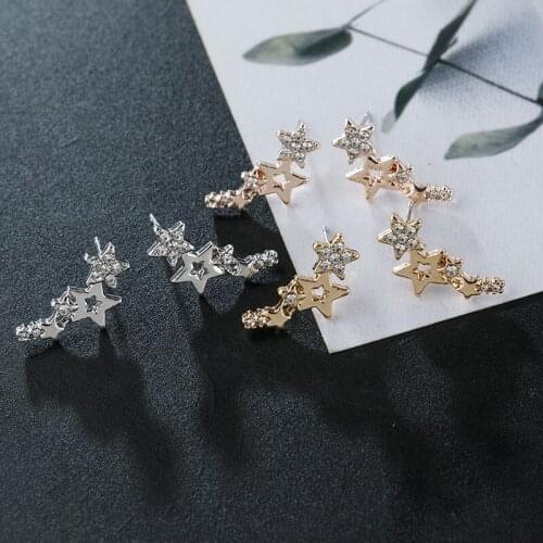 Cute Lovely Star Female Stud Earrings Shiny Crystal Exquisite Romantic Earring Piercing Jewelry Trendy Ear Accessories For Women