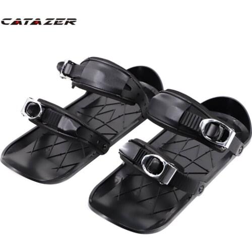 Catazer Mini Ski Skates for Snow The Short Skiboard Snowblades High Quality Adjustable Bindings Portable Skiing Shoes Snow Board