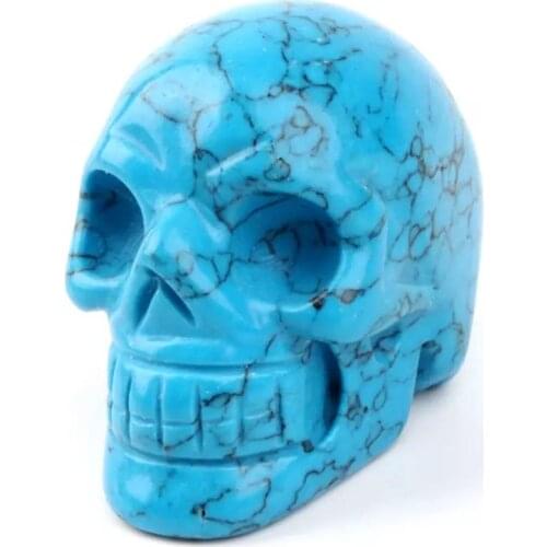 MOKAGY 1pc 2inch Natural Blue Turquoise Quartz Crystal Stone Skulls Head for Decor