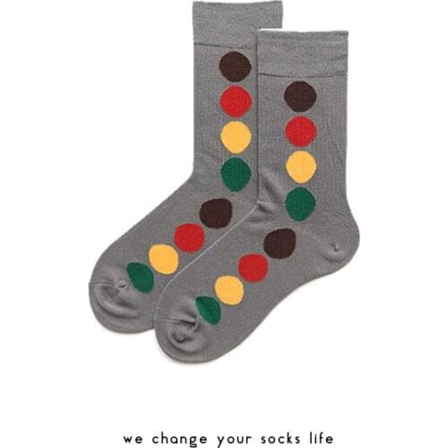 Charlie Campp 2018 New Appropriate Dot Pattern Design Cotton Trend Contrast Personality Different Couple Mens Socks HY1026
