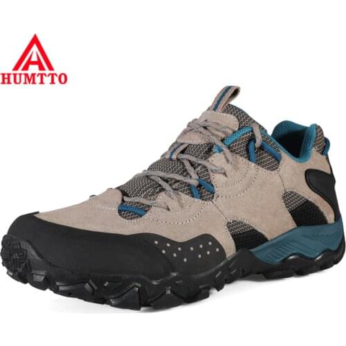HUMTTO Brand Hiking Shoes for Men Breathable Lace Up Leather Shoes Mens High Quality Outdoor Climbing Trekking Tourism Sneakers