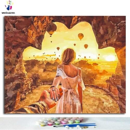 Digital DIY frame sunset lovers DIY painting modern wall art for wedding decoration art color by number