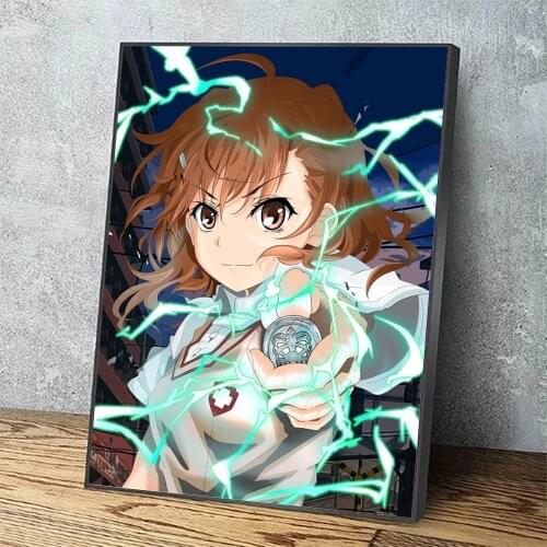 Canvas Printed Wall Art Poster Green Cute Girl Painting Only My Railgun Modern Home Decor Modular Pictures Frame For Living Room