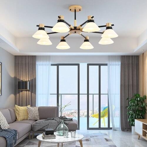 Nordic home chandeliers ceiling living room decoration led lights for room modern glass wooden lamps for bedroom decor lighting