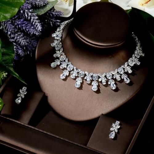 HIBRIDE Charm Fashion Luxury Cubic Zircon White Gold Color Jewelry Set Europe and America Style for Women Wedding Gifts N-889