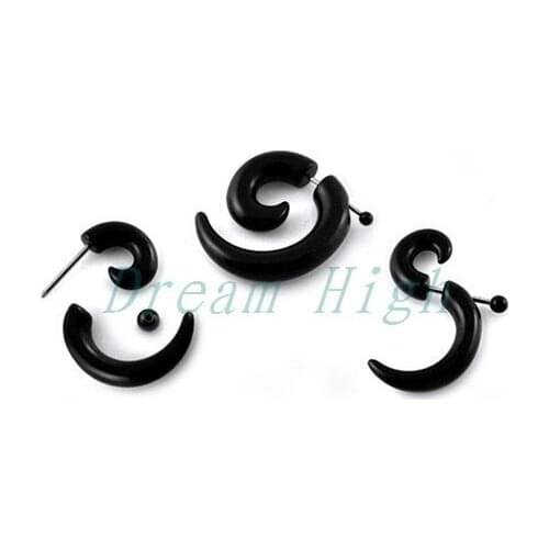 Wholesale UV Acrylic Ear spiral Black expanders Earring Fake Ear Plugs 100pcs/lot Promotional Product Ear Tunnel Free Shipping