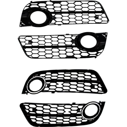 1 Pair Front ABS Left and Right Fog Light Lower Grille Cover Replacement for Audi A5 2008-2011 Exterior Decoration