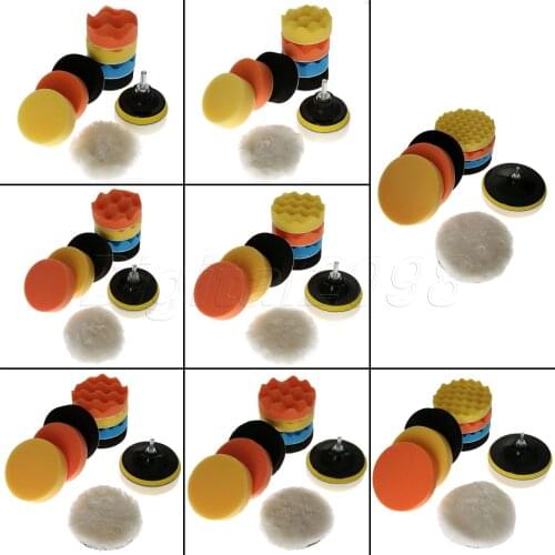 Yetaha 11Pc 3/4/5/6/7 Inch Polishing Waxing Buffing Sponge Pad Kit Car Polisher +M10 M14 Thread Adapter Car Wash Polish Wheel