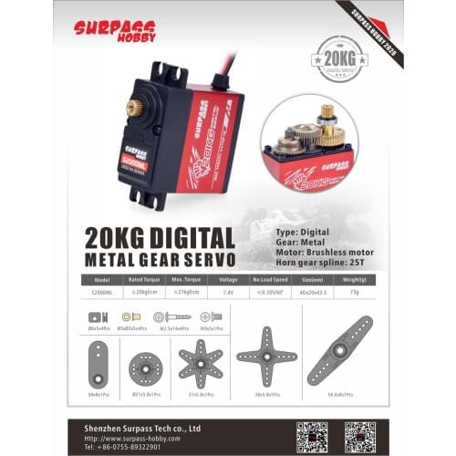 RC Car Servo 20KG Digital Metal Gear servo for HobbyWing ESC Sanwa Fixed-wing Drone RC Climbing Car RC Model Accesorries