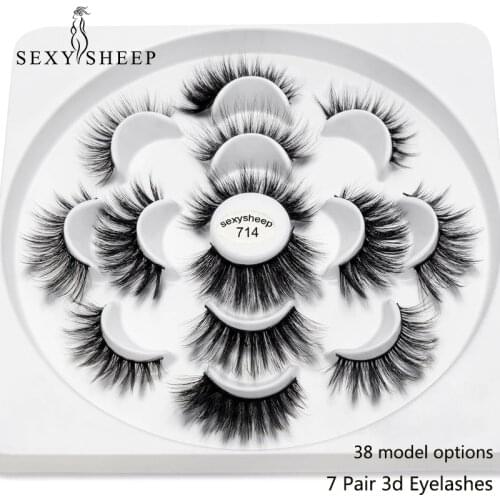 SEXYSHEEP 7pairs 3D Mink Lashes Natural Long False Eyelashes Dramatic Volume Fake Lashes Makeup Eyelash Extension Silk Eyelashes