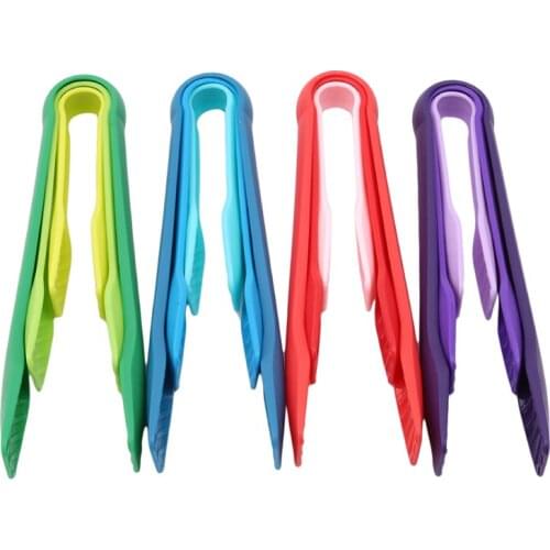 Plastic Food Tong Barbecue BBQ Tongs Kitchen Utensils Anti-slip Salad Buffet Clamp Cake Bread Serving Clamps 3Pcs/Set