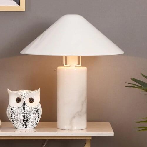 Modern Marble Table Lamp Adjustable Lampshade Simple Lamps for Living Room Bedroom Study Bedside Decoration Led Art Desk Lamps