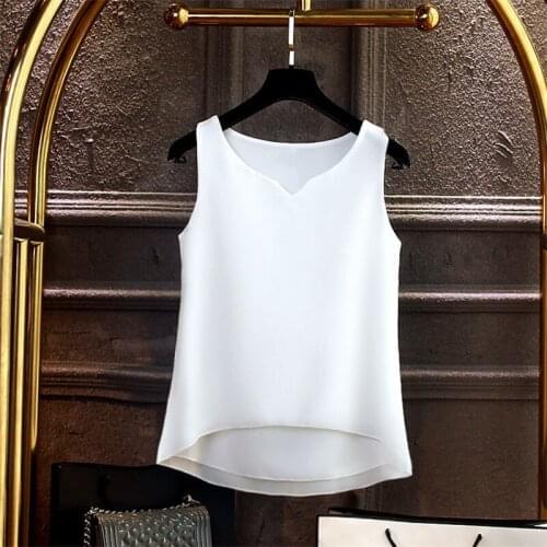 Summer Women Tops Plus Size Solid Chiffon 10 Colors Casual Lady Tank Tops High Street Elegant Office Vest Tops S-8XL