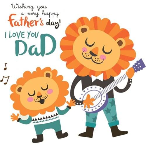 Three Ratels QMH22 Happy fathers Day cartoon sticker Animal wall stickers for kids Holiday gift wrapping stickers
