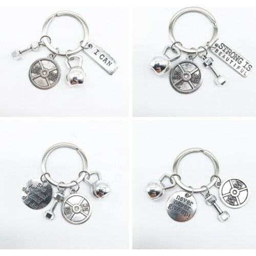 Street Harajuku Popular Personality Dumbbell Barbell Keychain Sports Fitness Bodybuilding Keychain Pendant Gift To A Friend