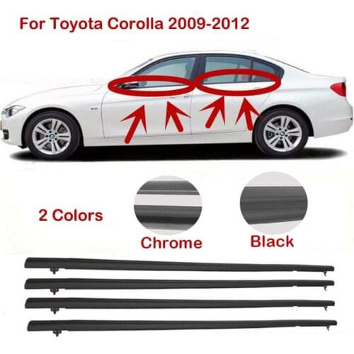 For Toyota Corolla 2009 2010 2011 2012 Door Outsider Weatherstrip Belt Seal Belt Moulding Trims Weather Strip Protector Plastic