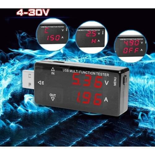 USB Current Voltmeter Tester 4-30V 3A Digital Voltmeter Ammeter Car Voltage Meter Detector Monitor Power Bank Charger Detector