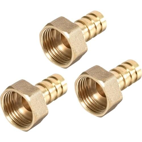 Uxcell 3pcs Brass Barb Hose Fitting Connector Adapter 12mm Barbed X G1/2 Female Pipe connect lines for air water fuel oil