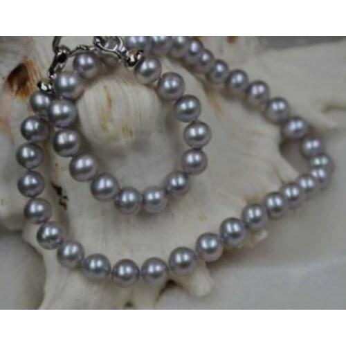 Gorgeous 10-11mm south sea round silver grey pearl necklace 18inch KKK