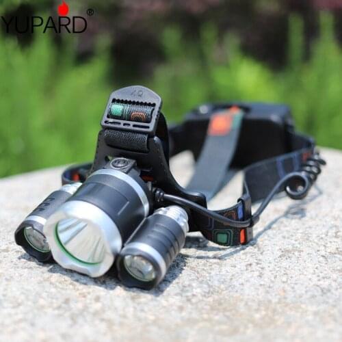 YUPARD 3x XM-L2 T6 led Rechargeable Headlamp Headlight Head lamp 4 Mode for bike light outdoor Lighting USB Power bank