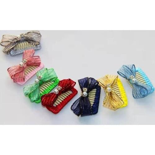 2021 Pet BB Clip Hairpin Comb Pearl Bow Dogs Hairpin Grooming Accessories Hair Clip Glitter With Hair 2.3cm/2.8cm/3.2cm