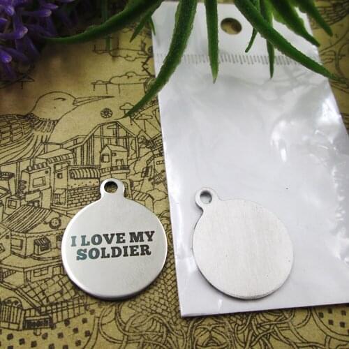20pcs--"I Love My Soldier"stainless steel charms 5 styles for choosing DIY Charms for necklace bracelet