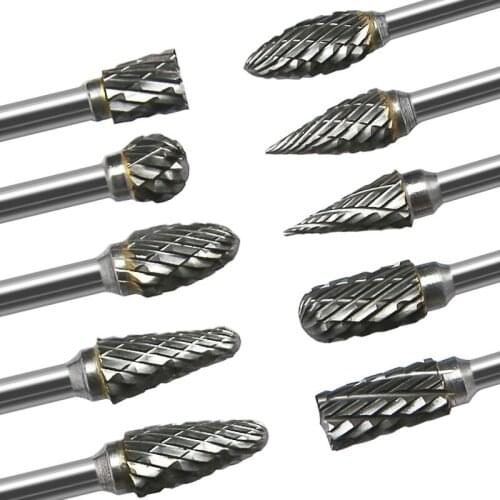 10pcs tungsten steel grinding head tungsten carbide bur set mini diamond tip bur material tungsten alloy grinding accessories