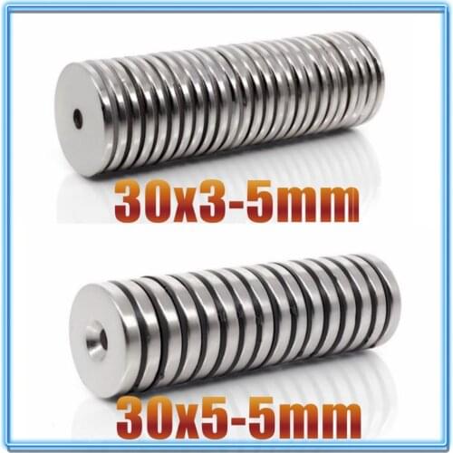 5/10/50/100pcs N42 Super Strong Round Neodymium Countersunk Ring Magnets 30x3 30x5 Hole 5 Rare Earth 30*3 30*5 Hole 5