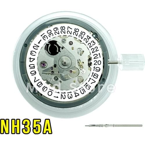 Brand New And Tested SEI KO (SII) NH35/NH35A High Quality Automatic Movement With Stem Date at 3 White Disc