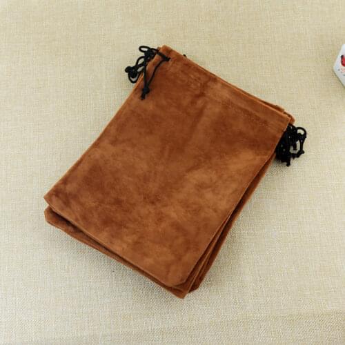 15x20cm (5.9"x 7.87") Velvet Bags Drawable 50pcs Coffee Brown Color Jewelry Gift Packaging Storage Pouches Custom Logo Printing