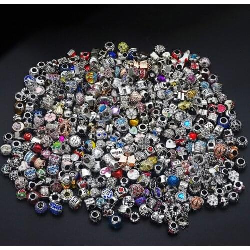 10pcs/lot Randomly Mixed Color & Style DIY Zinc Alloy Bead Pendants Charm Fits for Pandora European Charm Bracelets Making