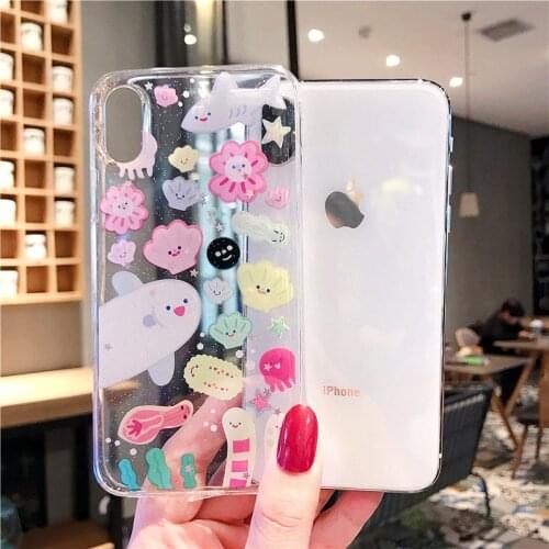 Sinocom Handa Cartoon Phone Cases For iPhone 12 case 11 XS Max XR X 6S 7 8Plus Ultra-thin Soft TPU transparent clouds Back Cover