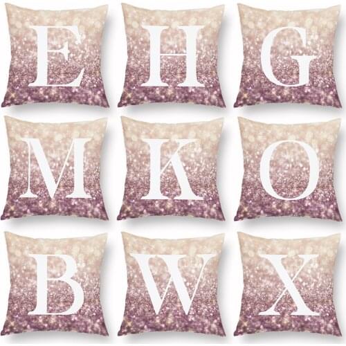 Decorative Cushions Pink Sequin ABCD Peach Skin Cushion Cover Throw Pillow Birthday Party Sofa Living Room Pillow case 123456789