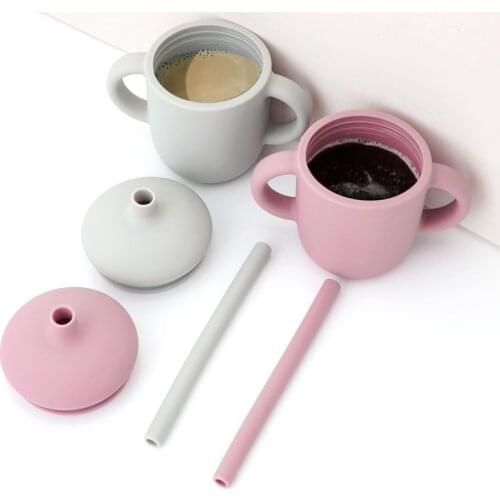 Dropshipping Baby Feeding Cup Learn To Drink Cup Drinkware Silicone Mugs With A Lid For Kids LeakProof Child Water Cup Bottle