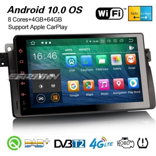 Erisin 9" Octa-Core Android 10.0 DAB+ Car Stereo Carplay DSP GPS WiFi OBD2 BT DVR For BMW 3er E46 318 325 M3 MG ZT Rover 75 8103