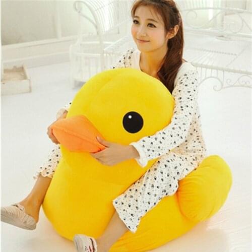 Fancytrader 39inch Giant Soft Cartoon Yellow Duck Toy Big Stuffed Plush Anime Ducks Doll Kids Sofa Chair Nice Gifts for Children