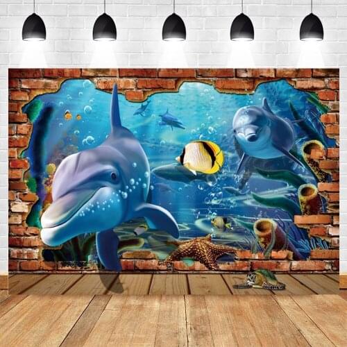 Yeele Summer Underwater Ocean Whale Starfish Backdrop Brick Wall Background Photographic Photography Photo Studio Photophone
