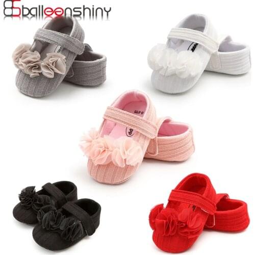 Balleenshiny Cotton Flower Baby Girls Shoes Anti Slip Toddler Infant First Walkers Newborn Prewalker Soft Warm Footwear Shoes