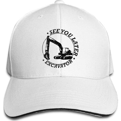 See You Later Excavator Sandwich Cap Unisex Trucker Dad Hat Adjustable Casual Sports Sun Hat for Mens Womens White