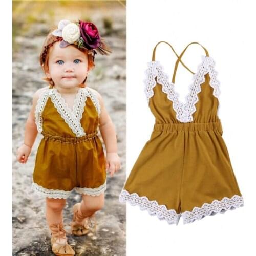 Pudcoco 2020 New Fashion Lace Toddler Baby Girl Strap One-piece Romper Jumper Jumpsuit Summer Clothes