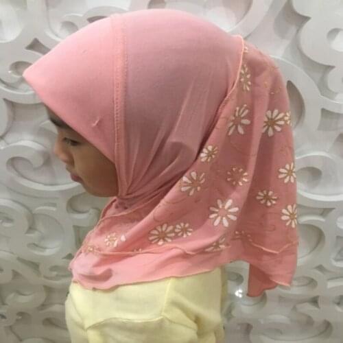 H1329 beautiful two layers small girl headwear fit 2-6 years old muslim hijab muslim scarf shawl wrap for baby