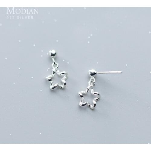 Modian Charm Fashion Stars Swing Dangle Earrings for Women Gril Drop Earing 925 Sterling Silver Wedding Statement Jewelry