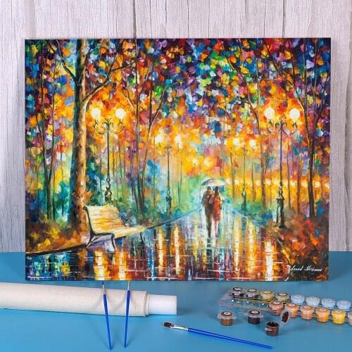 Rains Rustle DIY Paint By Numbers Package Oil Paints 40*50 Canvas Pictures New Design Crafts For Adults Wholesale Handicraft