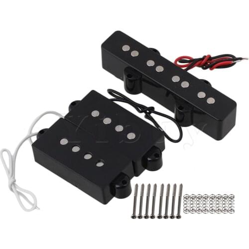 Yibuy Black Bass Pickup and Bass Bridge Pickup Set for 4 String Bass Guitar Parts