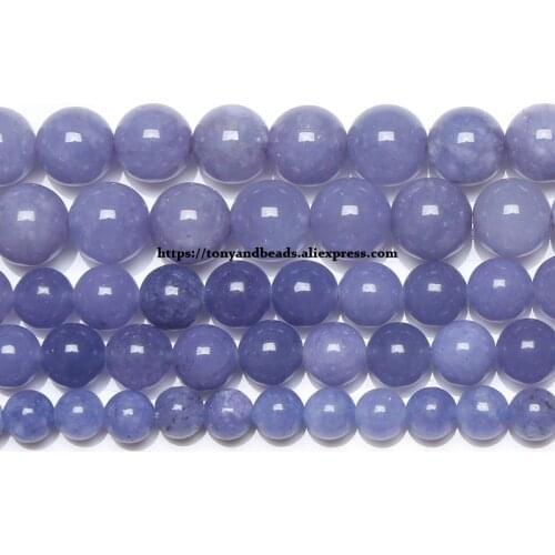 Natural Stone Violet Angelite Round Loose Beads 6 8 10MM Pick Size 15" Strand SAB15