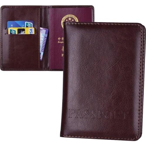 Casual Travel Accessories Passport Covers Leather ID Bank Credit Card Bag Men Women Documents Passport Holder Wallets