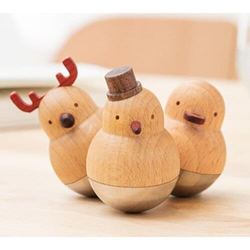 Office desktop tumbler decorations small ornaments wooden crafts ins creative cute female birthday gift
