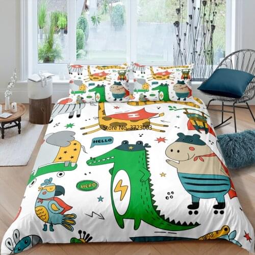 Creative Personalized Patterned Bedding Children Cartoon Dinosaur Print Double Single Queen Queen Size Bed Cover Pillowcase
